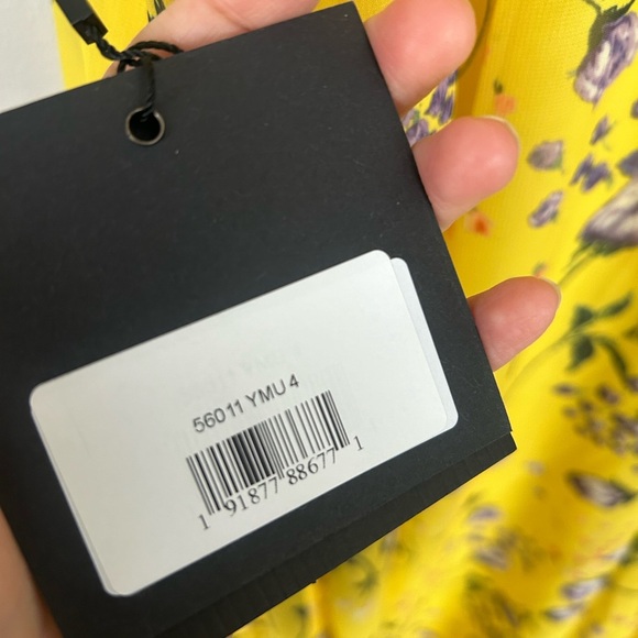 Mac Duggal Long Sleeveless Formal Floral Chiffon Maxi Yellow Dress Size 4 - Picture 8 of 16